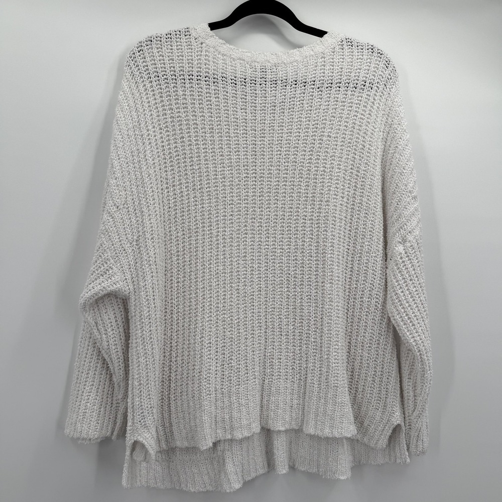 Habitat Sweater Womens XL White Knit Scoop Neck Long Sleeve Tunic Pocket - Picture 5 of 12